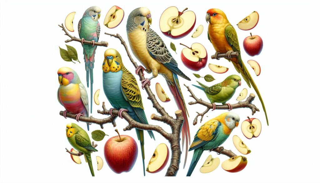 Bird eating apples