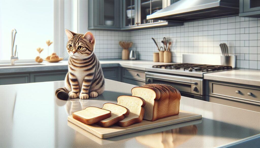 Cat eating bread