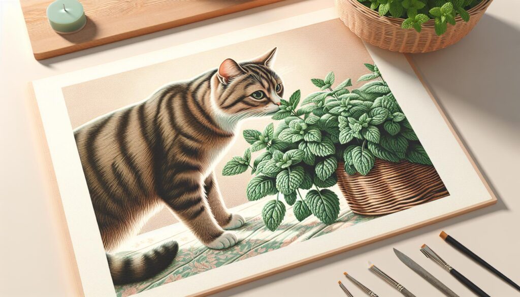 Cat eating mint