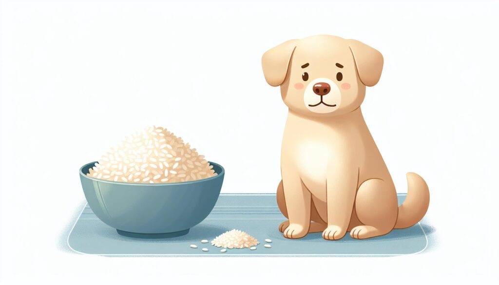 Dog eating rice