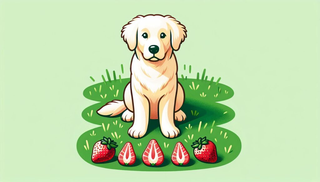 Dog eating strawberries