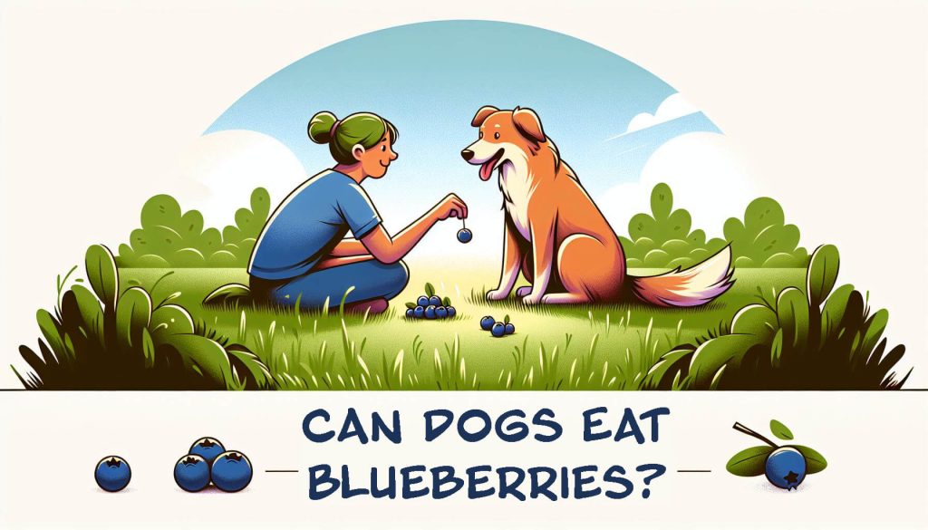 Dog eating blueberries