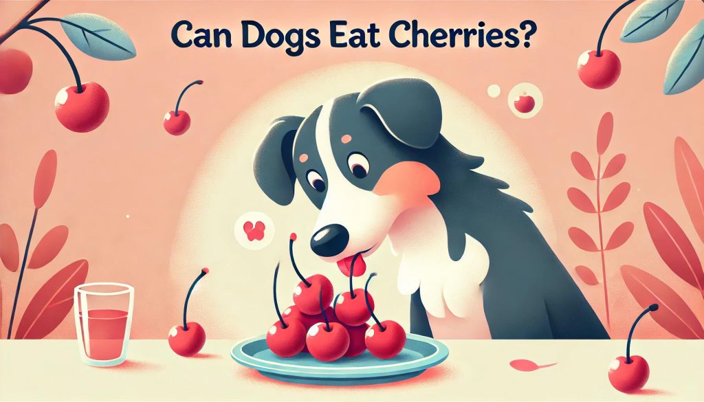 Dog eating cherries