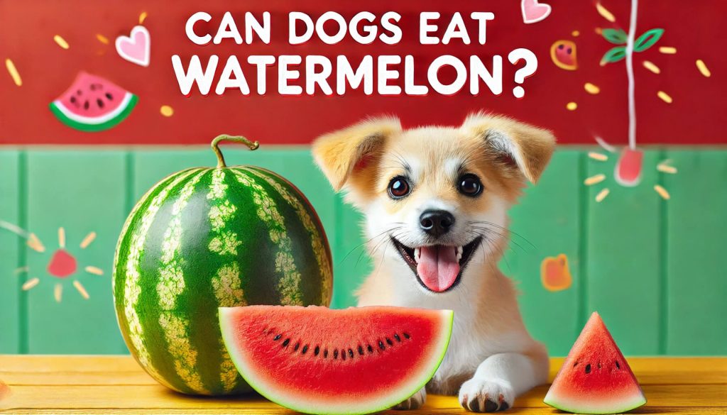 Dog eating watermelon