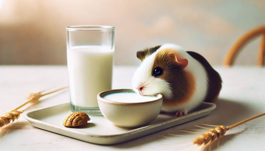 Guinea pig drinking milk