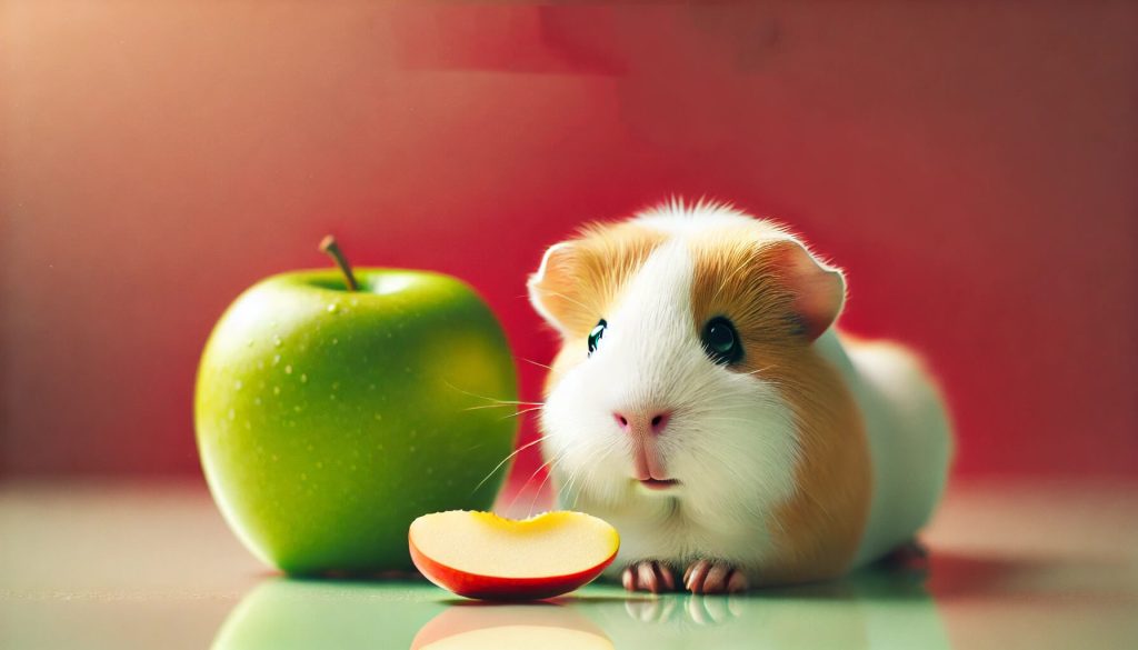 Guinea pig eating apples