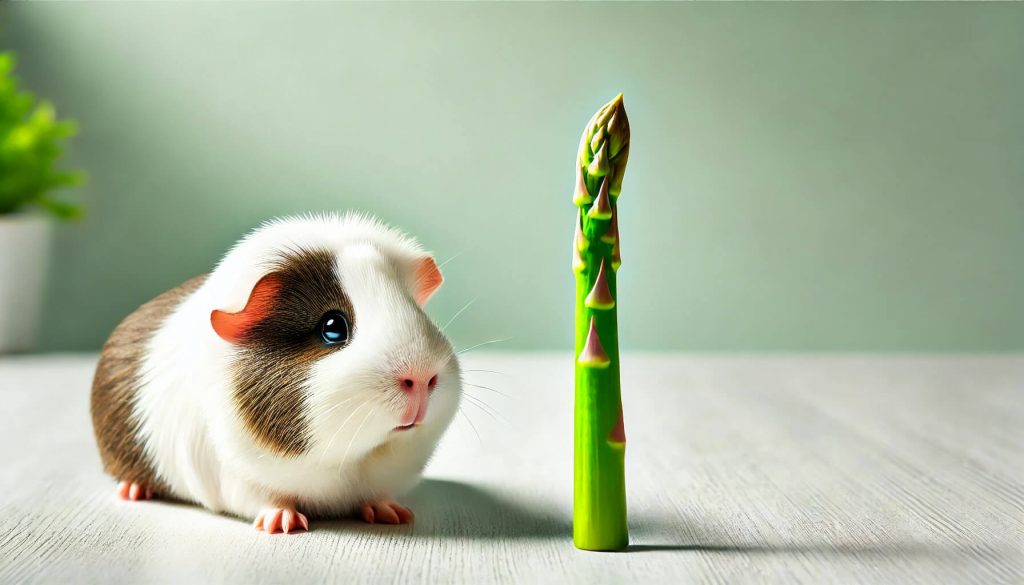 Guinea pig eating asparagus