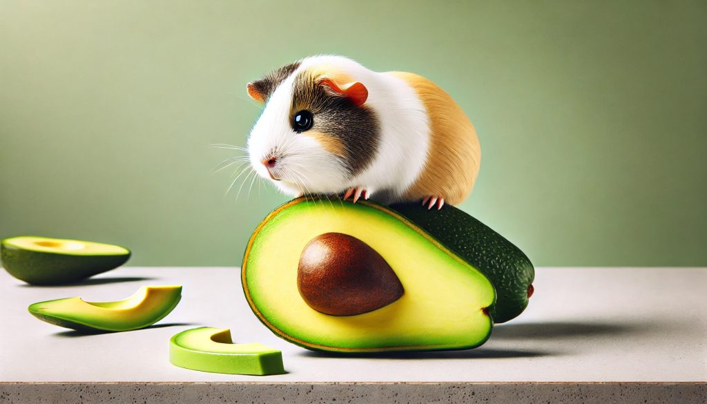 Guinea pig eating avocado