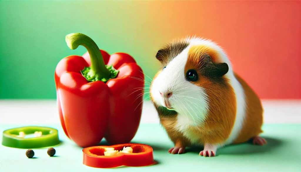 Guinea pig eating bell peppers