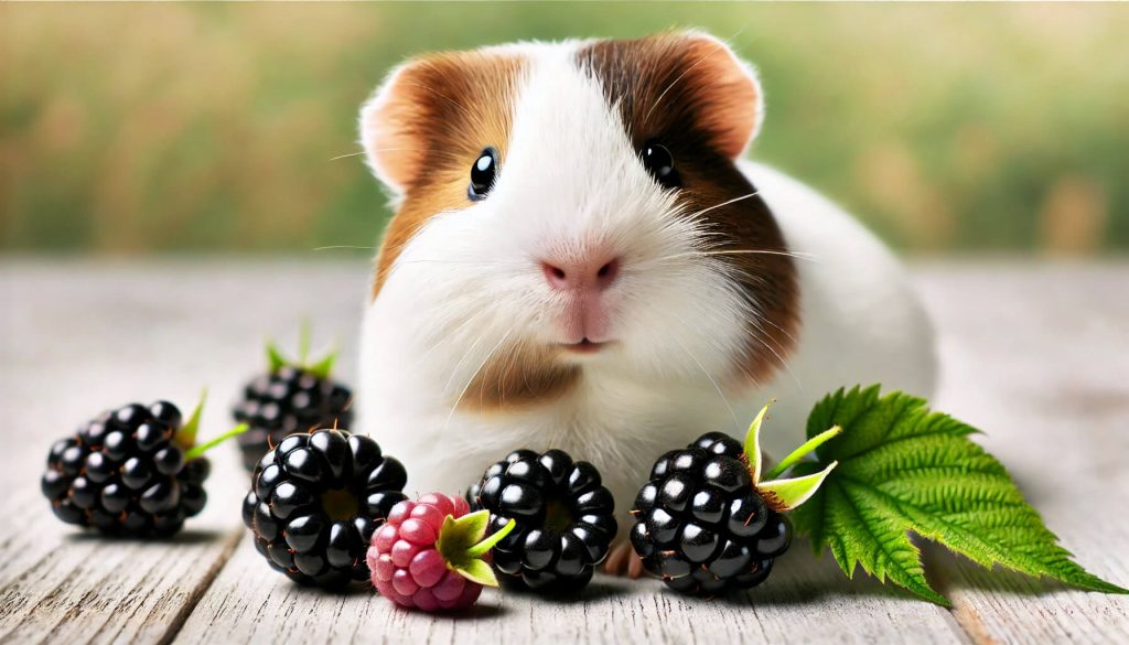 Guinea pig eating blackberries