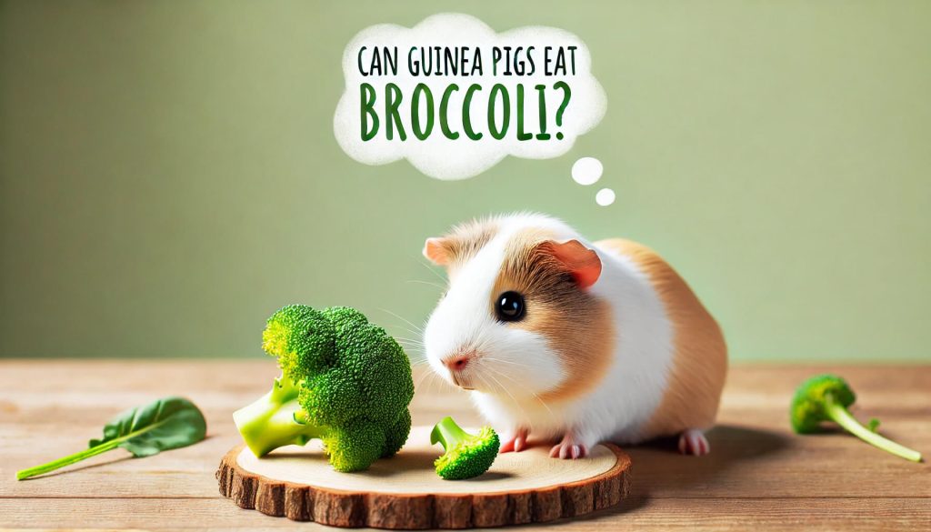 Guinea pig eating broccoli