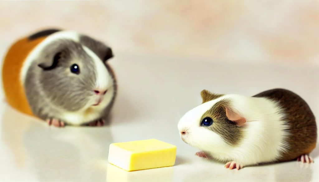 Guinea pig eating butter