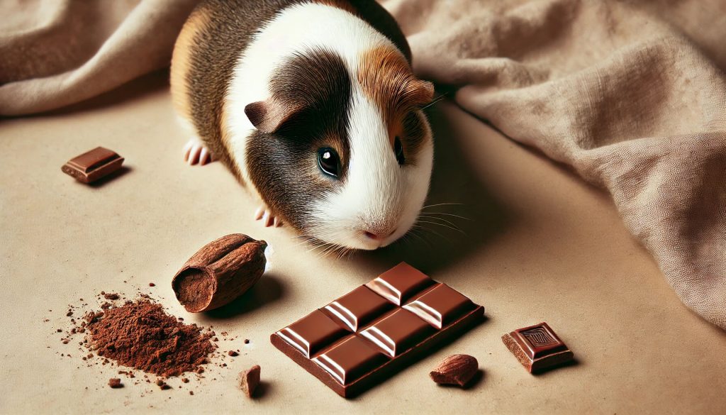 Guinea pig eating cacao