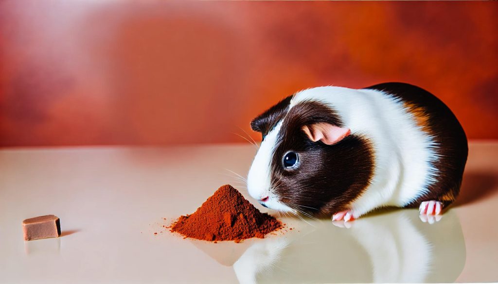 Guinea pig eating cocoa powder