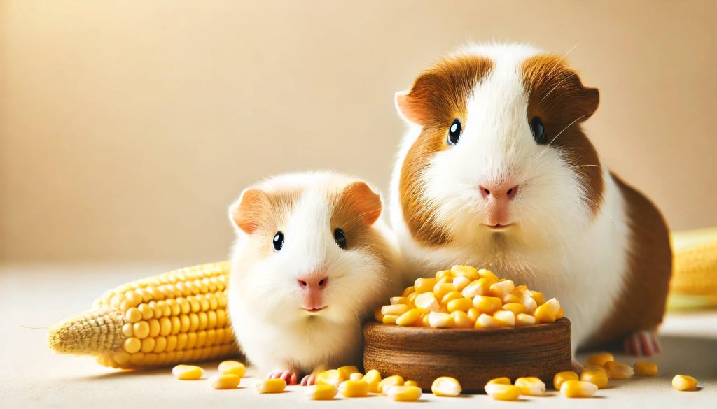 Guinea pig eating corn