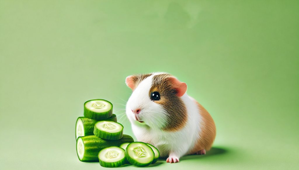 Guinea pig eating cucumber