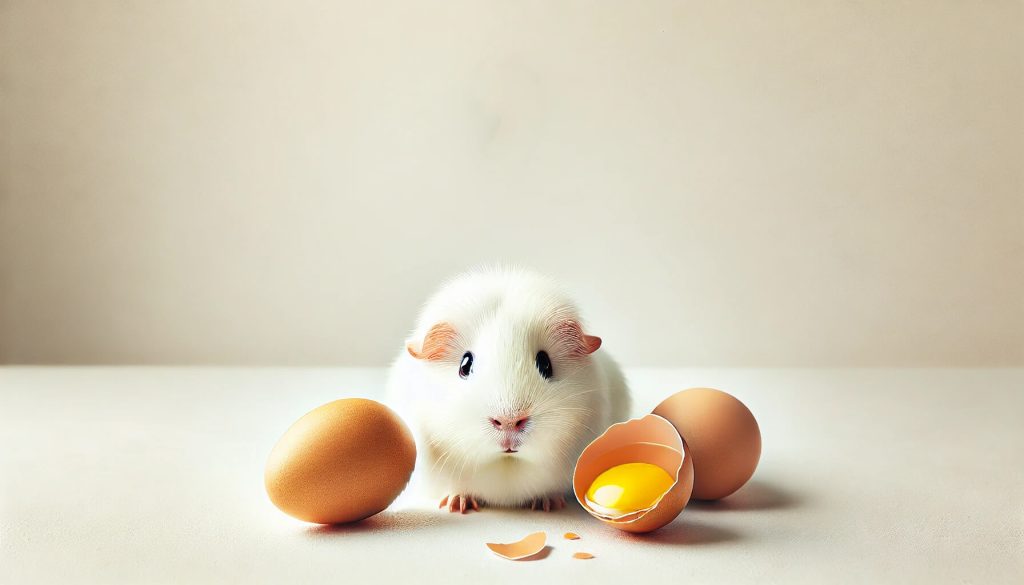 Guinea pig eating eggs