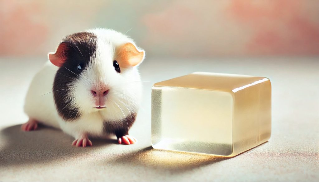 Guinea pig eating gelatin