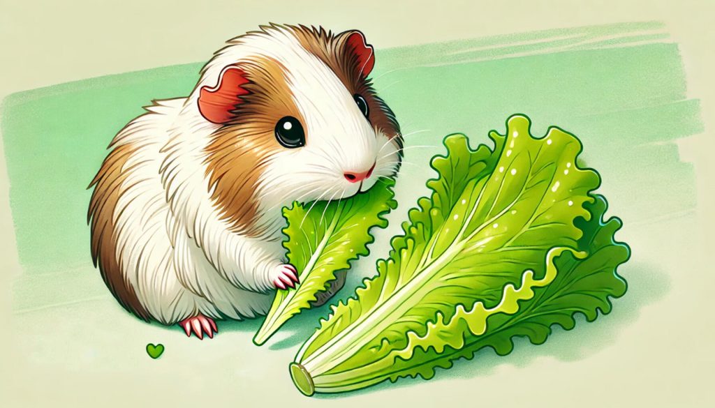 Guinea pig eating lettuce