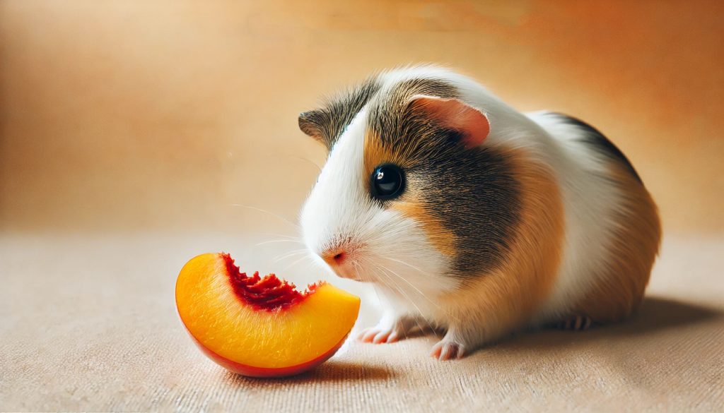 Guinea pig eating peaches