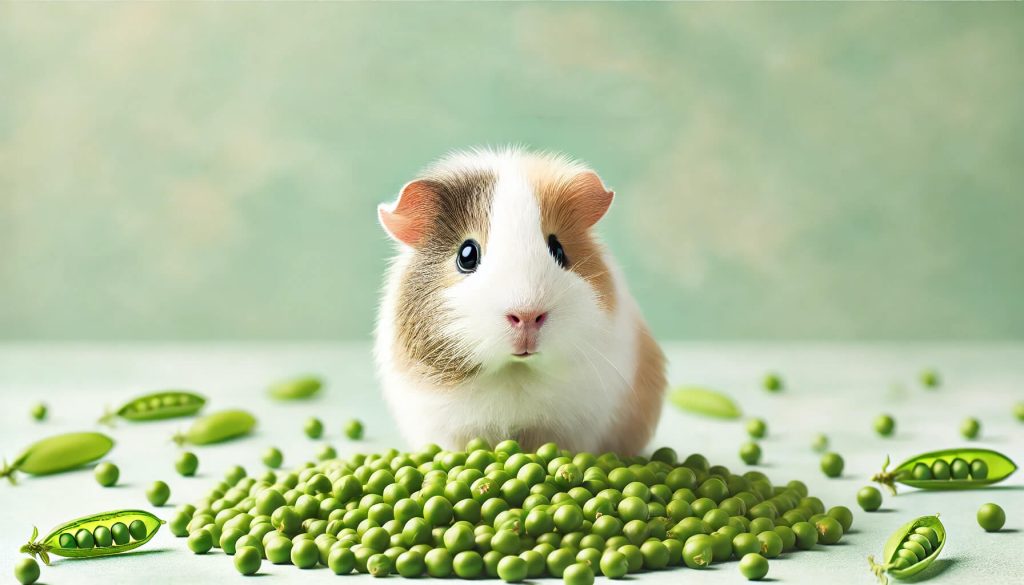 Guinea pig eating peas