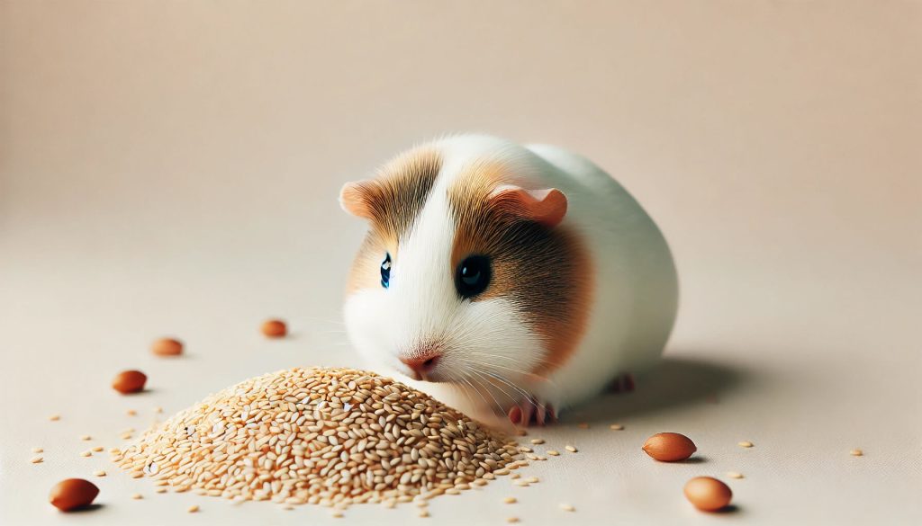 Guinea pig eating sesame seeds