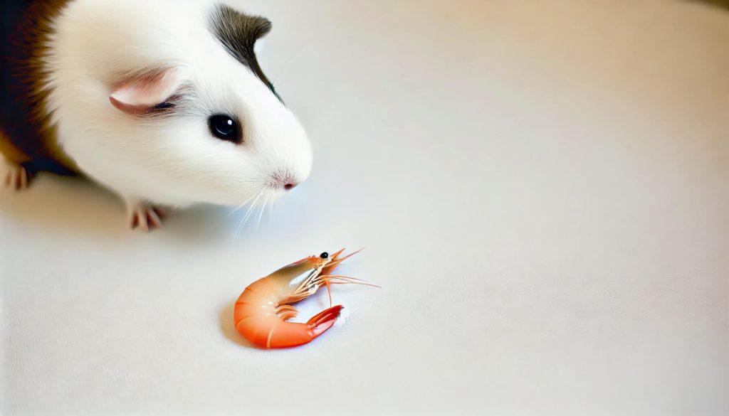 Guinea pig eating shrimp