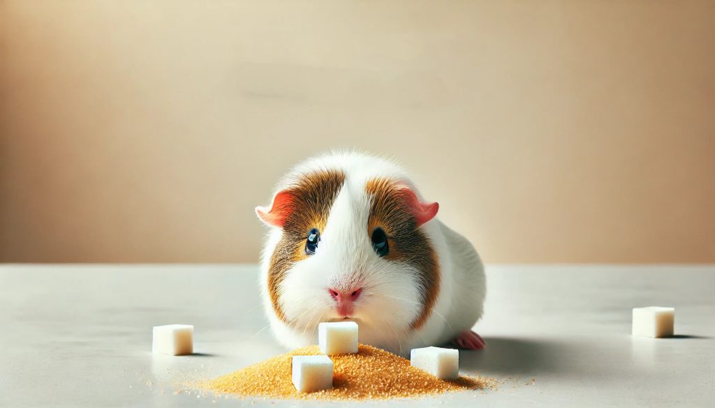 Guinea pig eating sugar