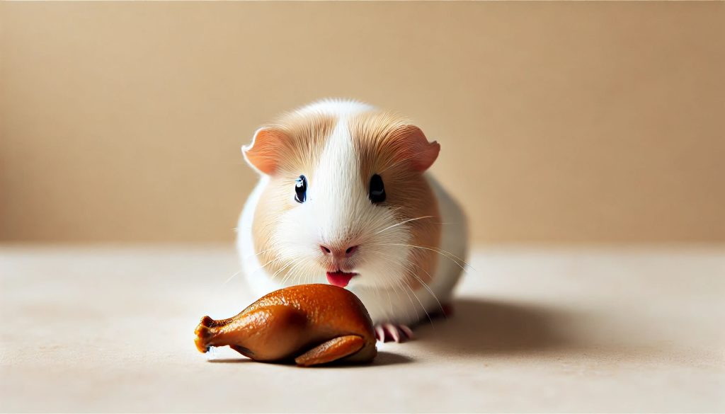 Guinea pig eating turkey